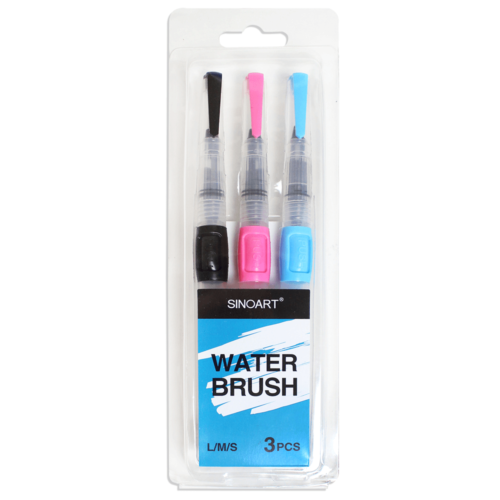 Pincel Reservatório Waterbrush Sinoart Kit com 3 Unidades